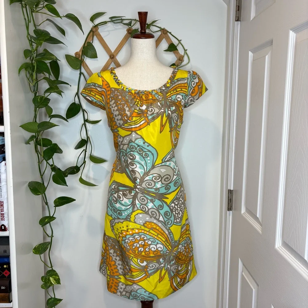kate spade Yellow Multi Print Cap Sleeve Sheath Dress